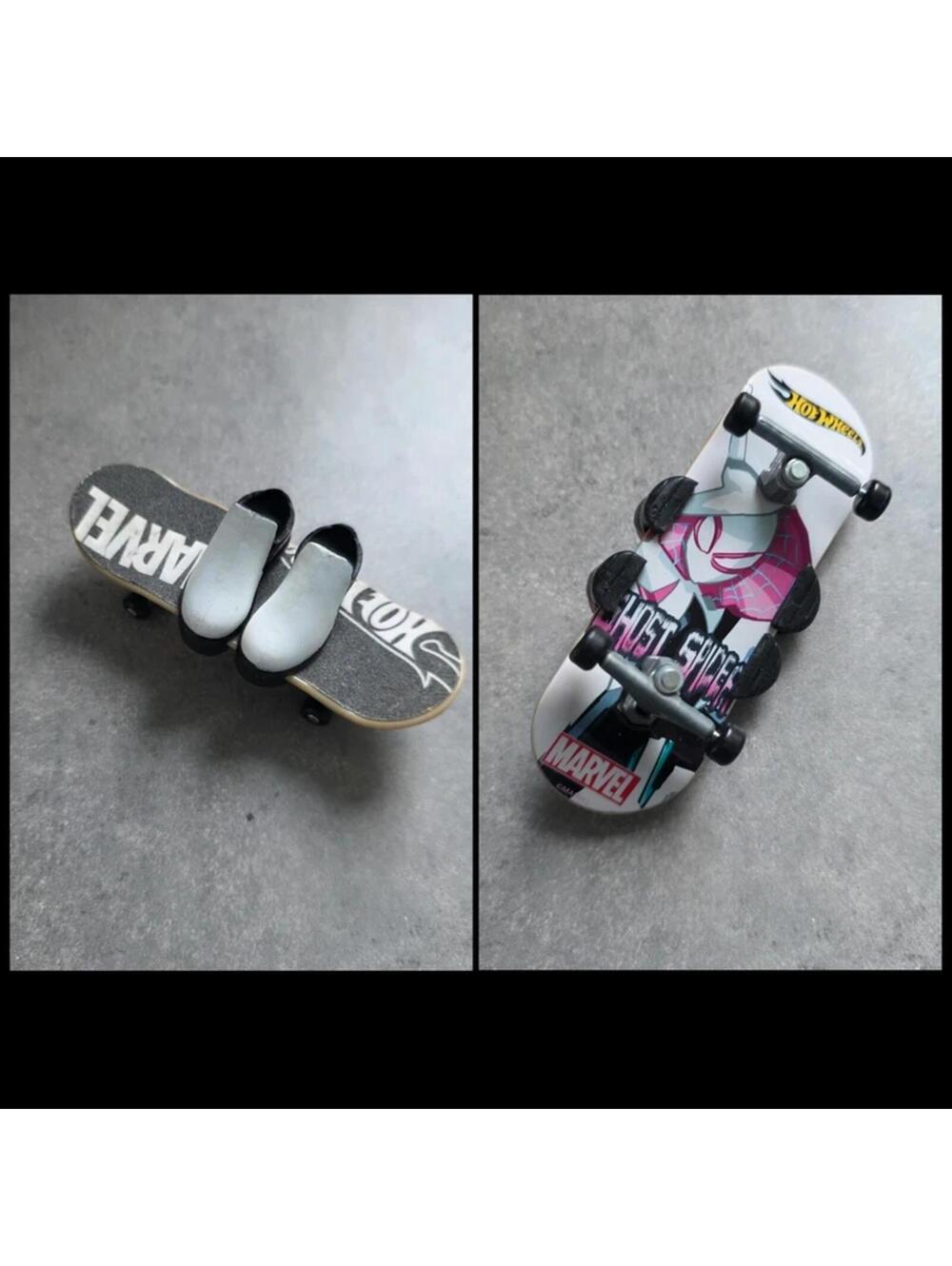 Hot Wheels Skate Marvel Series Ghost Spider Finger Skateboard and Shoes